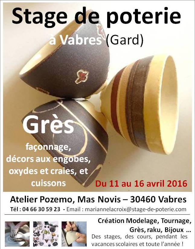 Stage poterie de grès à Vabres (Gard), Avril 2016 - Atelier Pozemo