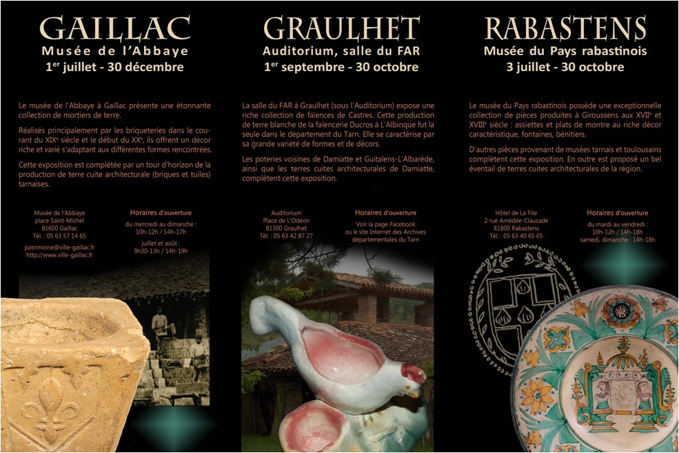 Le Tarn en céramiques - 4 Expositions - Albi, Gaillac, Rabastens, Graulhet - flyerverso