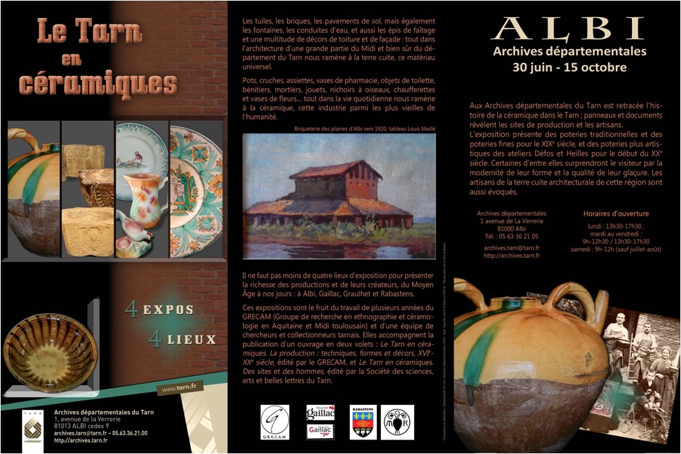 Le Tarn en céramiques - 4 Expositions - Albi, Gaillac, Rabastens, Graulhet - flyerrecto