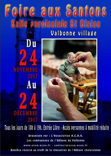 Foire aux santons de Valbonne (Alpes Maritimes) du 24 novembre au 24 décembre 2017- crèches et santons de Provence