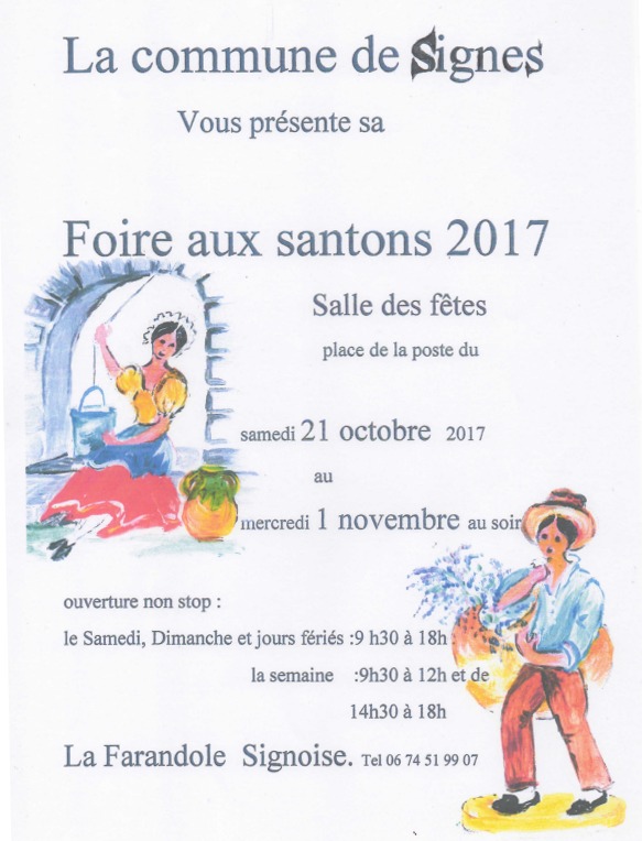 Foire aux santons de Signes (Var) du 21 octobre au 1er novembre 2017 - crèches et santons de Provence